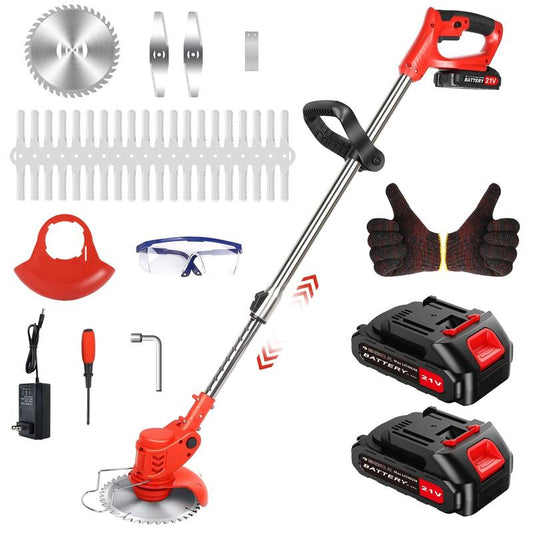 Cordless Weed Wacker, 3-in-1 Cordless String Trimmer & Edger, Lightweight Electric Brushless Metal Blade Grass Strimmer with 23 Blades, 125cm Telescopic Rod Rechargeable Weed Eater Battery Powered for Lawn & Garden & Yard