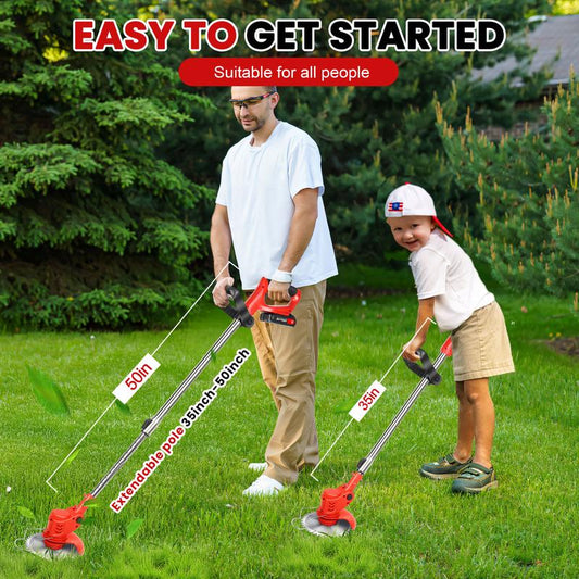 Cordless Weed Wacker, 3-in-1 Cordless String Trimmer & Edger, Lightweight Electric Brushless Metal Blade Grass Strimmer with 23 Blades, 125cm Telescopic Rod Rechargeable Weed Eater Battery Powered for Lawn & Garden & Yard